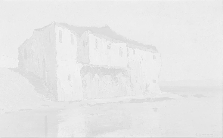 Μιχάλης Οικονόμου, «Σπίτι στη νότια Γαλλία», λάδι σε χαρτόνι, 42,5x65,5 εκ, Συλλογή Έργων Τέχνης Alpha Bank