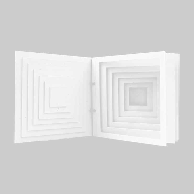 Gisella Meo, Square&#39;s square, 1979, Object-book in cardboard, cloth and metal rings