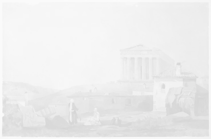 William James Müller (1812-1845), «Ο ναός της Αθηνάς στην Αθήνα» 1839, υδατογραφία σε χαρτί. Δάνειο από την Βρετανική Κυβερνητική Συλλογή (1782) Μουσείο Μπενάκη Ελληνικού Πολιτισμού