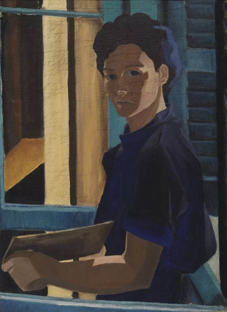 Αυτοπροσωπογραφία μπροστά στο παράθυρο, 1950-52, ελαιογραφία σε καμβά, 60 × 44 εκ., ιδιωτική συλλογή