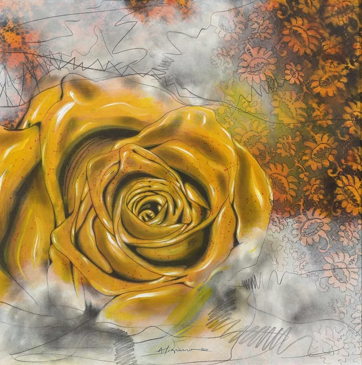 &quot;Κίτρινο Τριαντάφυλλο&quot;, 52x52cm, 2012,2023