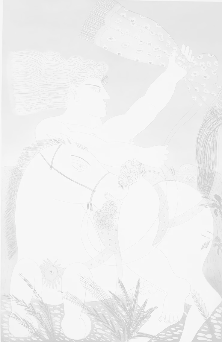 Αλέκος Φασιανός, «Καβαλάρης», 1989, οξυγραφία και τονική οξυγραφία, 2 μήτρες ψευδαργύρου διαστάσεων 125 x 80 εκ.