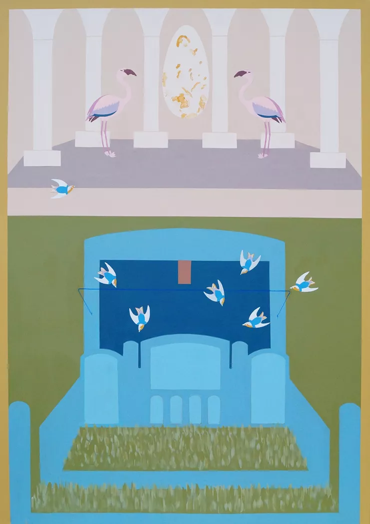 Μαρίνα Παπαδάκη, &quot;Η γέννηση&quot;, 2025, ακρυλικά σε καμβά, 170x120 εκ.