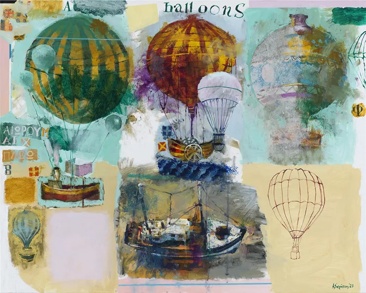 «Balloons», Acrylics on canvas, 2023, 80X100cm