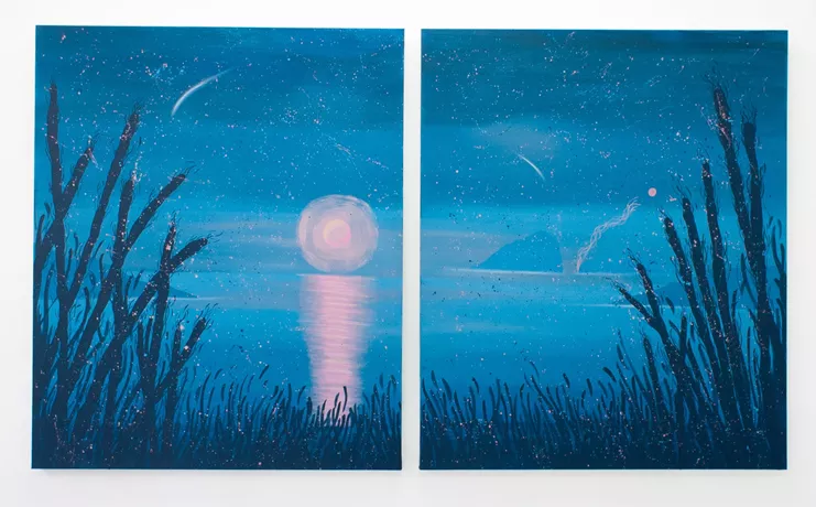 «Άγιος Νικόλαος&quot;, acrylics, oil and oil-pastels on canvas, 120x200cm (diptych), 2024