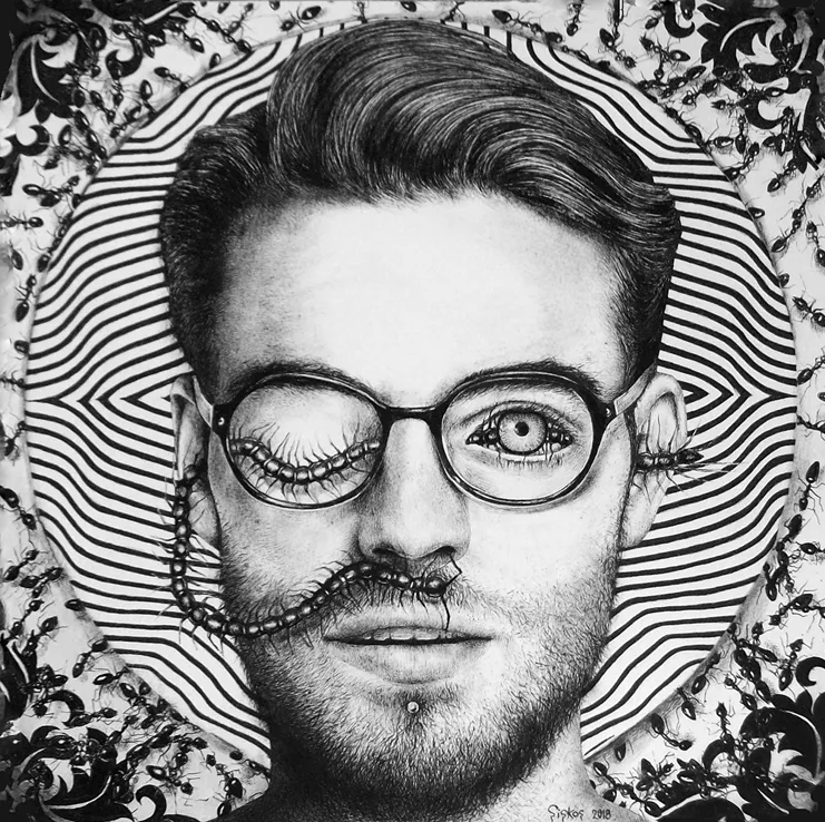 white noise, 29x29cm, ink on paper, 2022