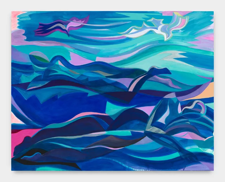 «Revolving Blues». Acrylic on canvas, 147 x 188 x 4 cm, 2023