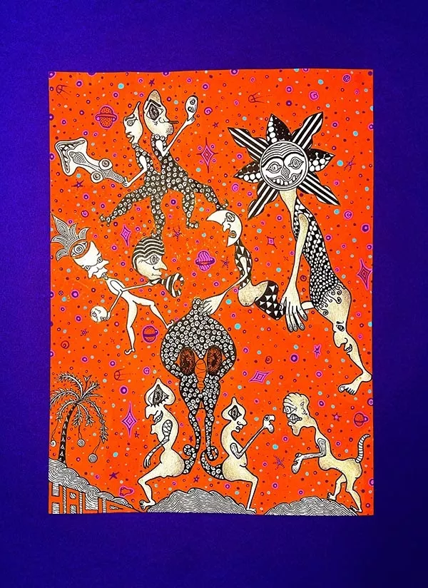 Halid Chrisinas - Elaggan, The Universal Oasis is Having Obese Thoughts, 40 x 30 cm, collage - mixed media, 2022