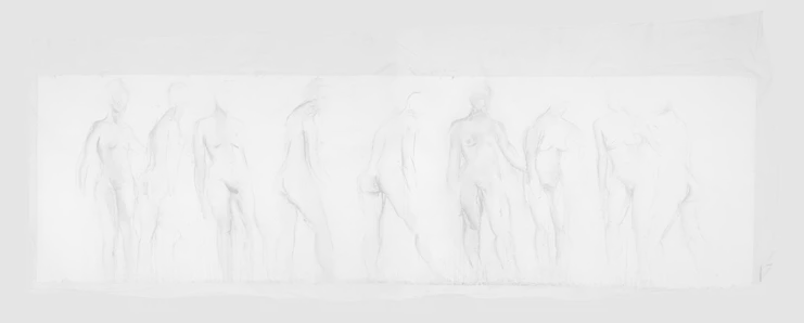 Βάνα Ξένου, Η ψυχή στο σώμα, 1981. Ακουαρέλλα σε χαρτί maroufle 5x1,45m. Παραχώρηση της καλλιτέχνιδας και της CITRONNE Gallery.