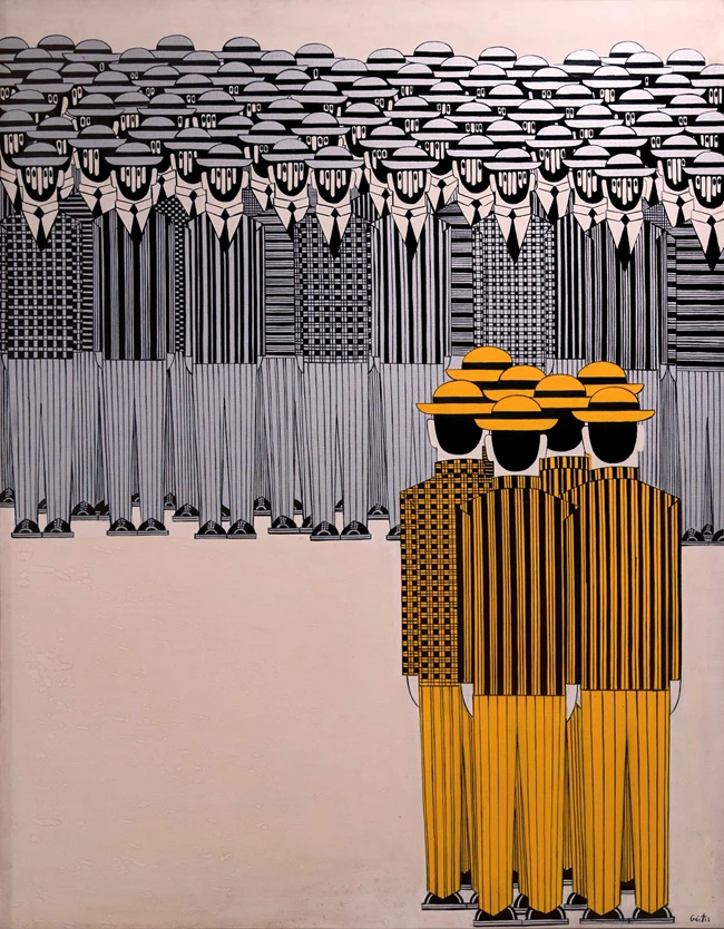 Γιάννης Γαΐτης, Παρέλαση,1974, Λάδι σε Μουσαμά