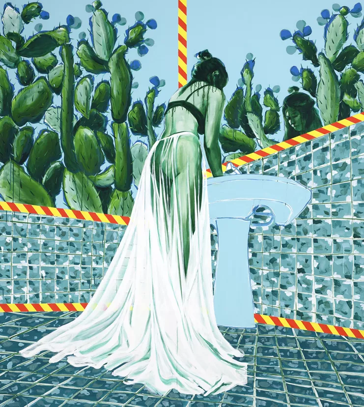 Στέλλα Καπεζάνου, &quot;Over And Out&quot;, 2022. Oil on canvas, 200 × 180 cm (78.7 × 70.8 in). Courtesy of the artist