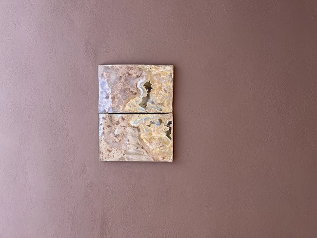 Despina Charitonidi, Still in time, 2022, glazed ceramics, diptych, 40 x 40 x 1