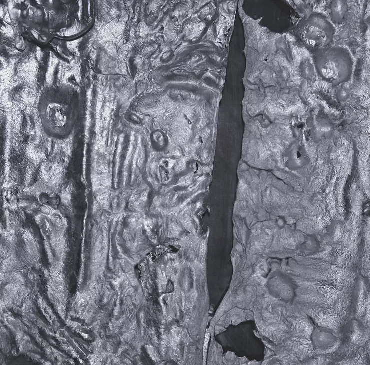 Δημήτρης Ταμπάκης ,Άτιτλο ,2022, Χυτό αλουμίνιο, 195x45εκ., λεπτομέρεια