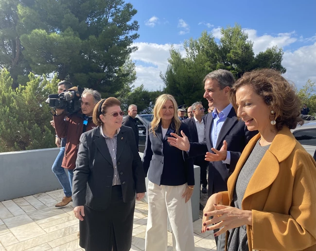 Λίνα Μενδώνη, Μαρέβα Γκραμπόφσκι-Μητσοτάκη, Κυριάκος Μητσοτάκης, Αudrey Azoulay