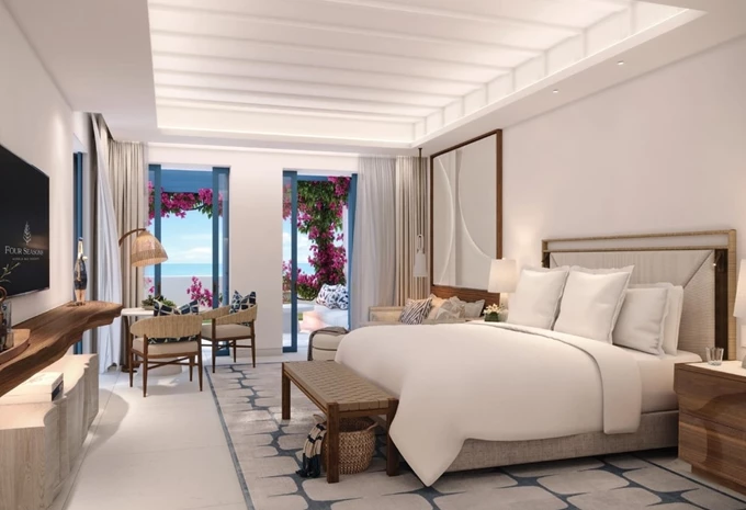 Άποψη δωματίου στο ξενοδοχείο Four Seasons Resort Mykonos που αναμένεται στη Μύκονο που αναμένεται το καλοκαίρι του 2025