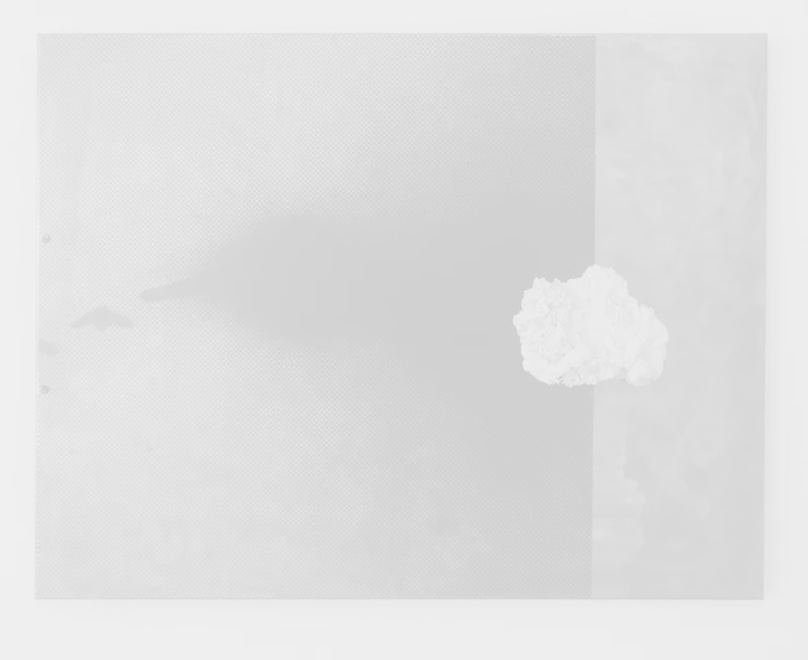 «Ουρανός», 2013, λαμαρίνα, ψηφιακή εκτύπωση, λιωμένο βιομηχανικό πλαστικό, 94 x 122 εκ.