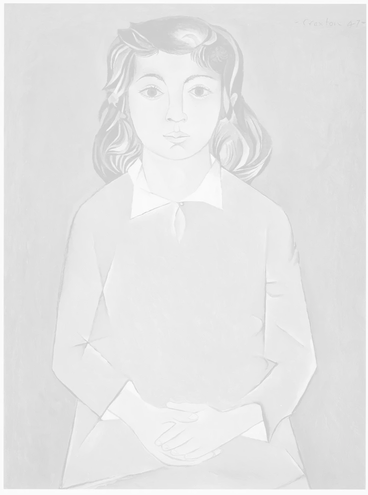 Προσωπογραφία της Ελένης , 1947 Λάδι σε χαρτί κολλημένο σε μουσαμά, 59 , 7 x 44 , 5 εκ. (Craxton Estate)