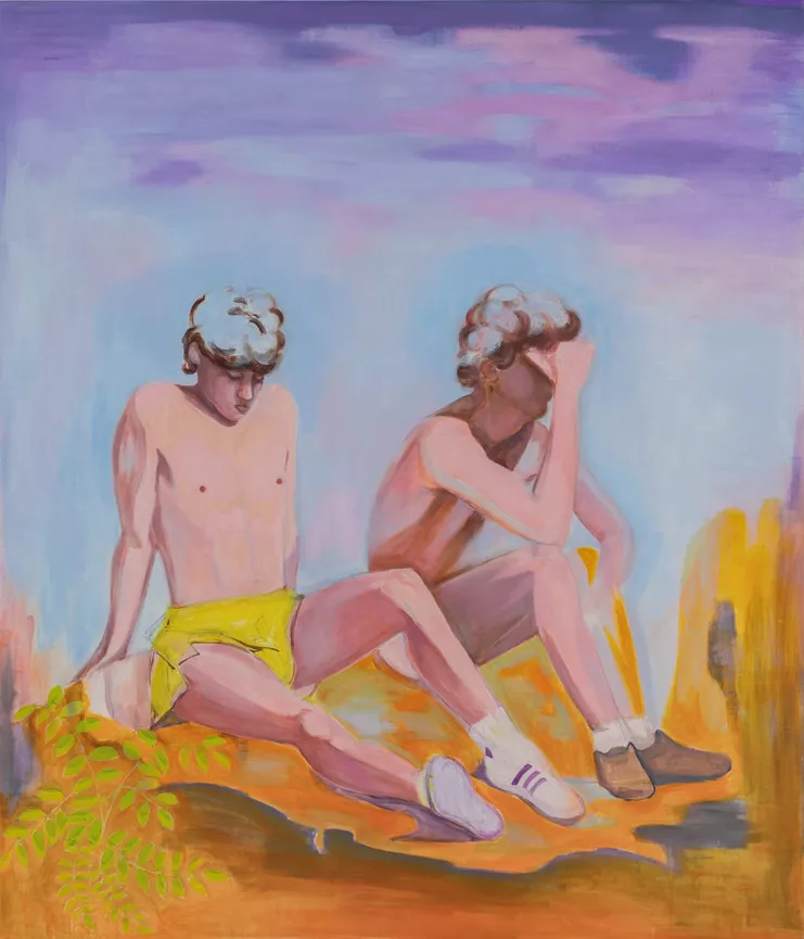 Ελένη Μπαγάκη, &quot;They Looked for a Place to Dream&quot;, 2024, λάδι σε καμβά, 200 × 170 εκ. Ευγενική παραχώρηση της καλλιτέχνιδας και της Γκαλερί Ελένη Κορωναίου