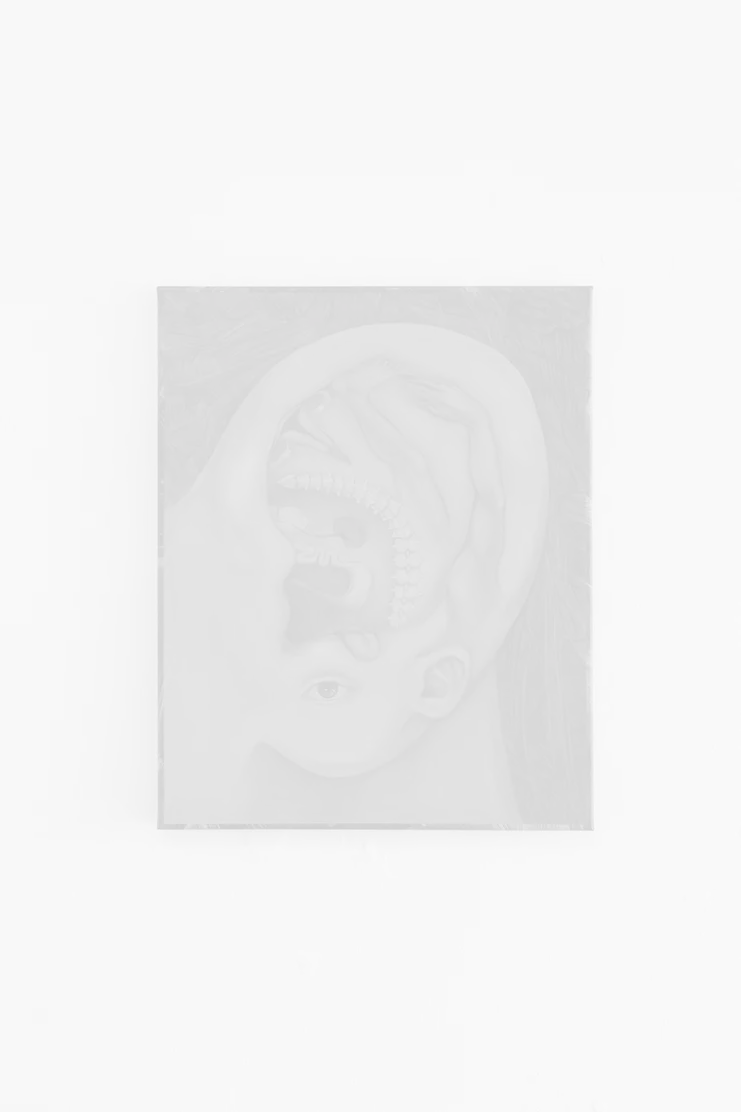 Minda Andrén, «Tongue ear eye, Uterus spine prostate leg, Stomach arm», 2022, Oil, pigmented gesso on canvas, 50 x 40 x 2 cm, Unique © the artistphoto © Jessica Mauer.