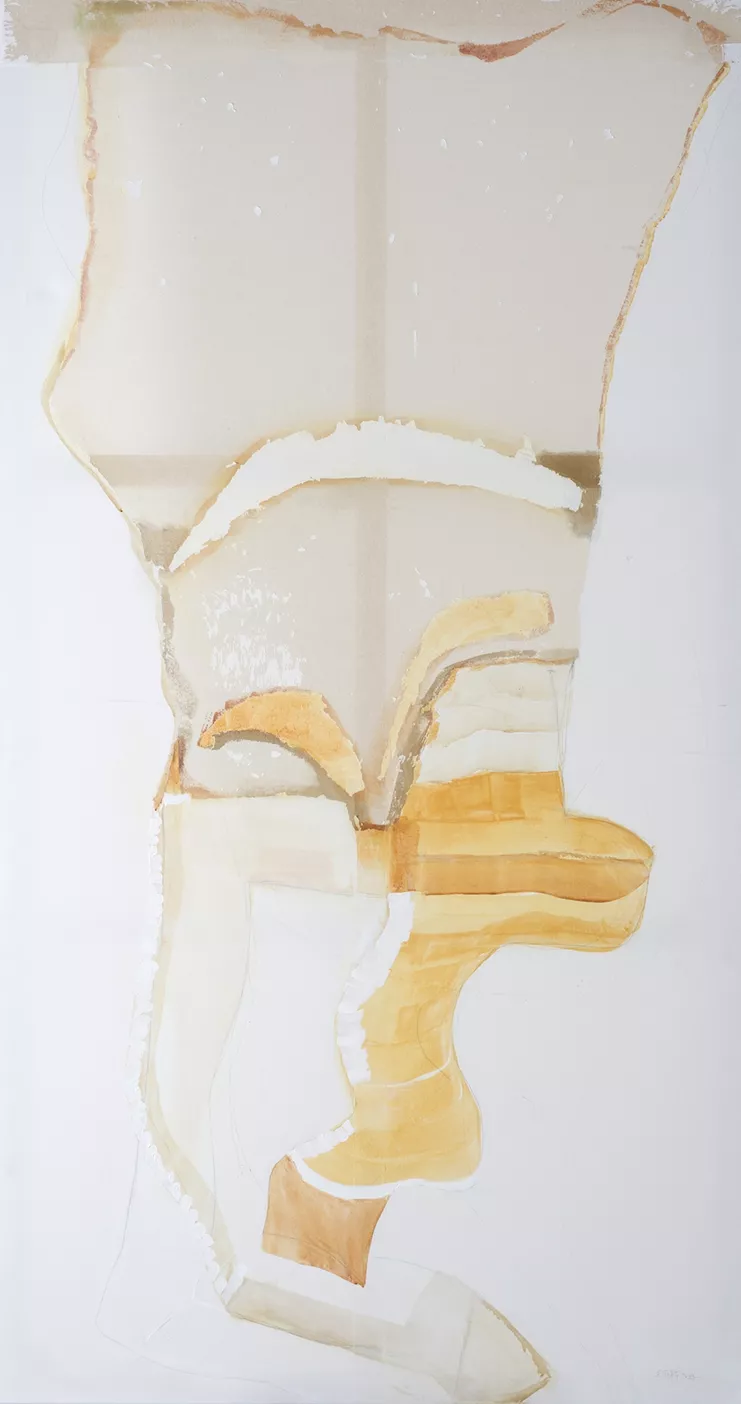 «Όχρα φόρεμα», ακρυλικό, ακρυλική μελάνη, σε καμβά,200χ110 εκ. 2023