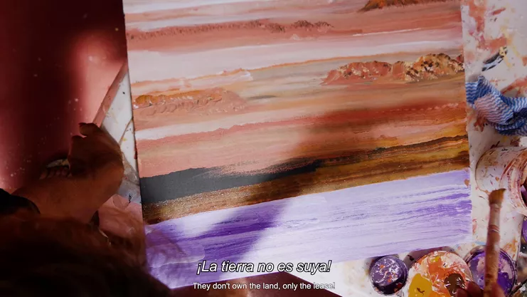 Installation view Angela Melitopoulos Cine(so)matrix, Museo Reina Sofía, 2023. Photo: ©Museo Reina Sofía, Joaquin Cortés/Román Lores