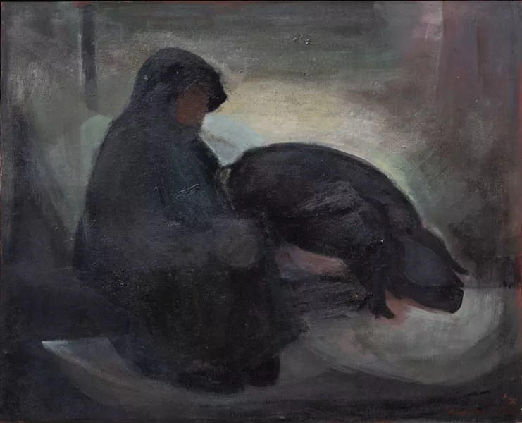 Αγροτικό, 1964, εγκαυστική σε μουσαμά, 90 x 60 εκ.