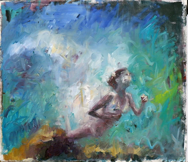 Γιώργος Κεβρεκίδης Into the Blue XII 55x63cm, Oil painting (2021)