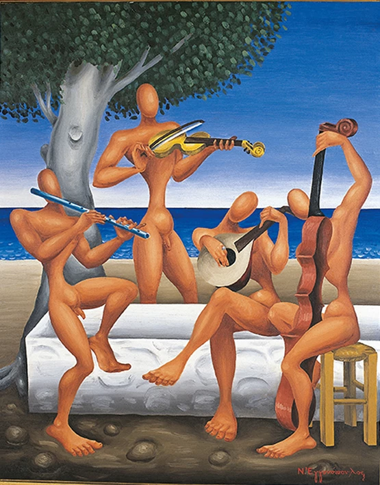 Νίκος Εγγονόπουλος, Συναυλία, 1960, Λάδι σε μουσαμά, 94 x 71 εκ., Συλλογή Μάκη Μάτσα