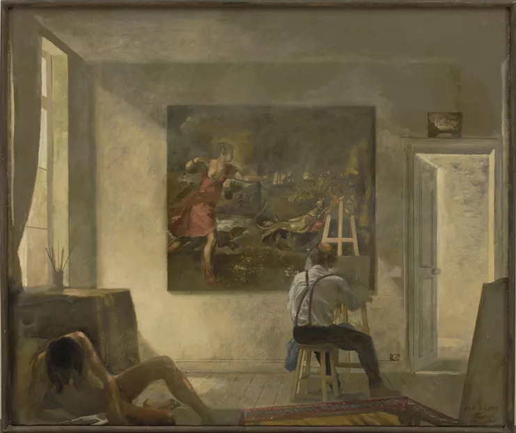 &quot;Η αντιγραφή του Τισιάνο&quot;, 1971. Λάδι σε πανί. Ίδρυμα Γιάννη Τσαρούχη, αρ. ευρ.25