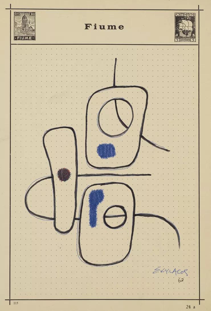 "Fiume" 9.VIII.1963. Μεικτά μέσα σε χαρτί 31 x 24 εκ.