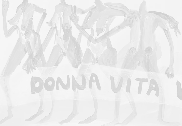 O.lala, Donna vita libertà, 2022, acrylic on paper, 30x40 cm