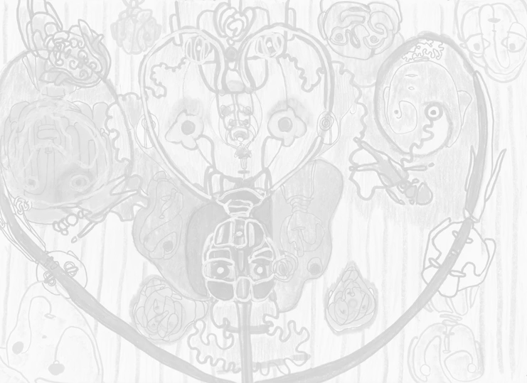 &quot;Ραντεβού του Αγίου Βαλεντίνου&quot;, 2021. Μαρκαδόροι, ξυλομπογιές, μελάνι, μπλάνκο σε χαρτί, 22x30εκ. Ευγενική παραχώρηση της Αίθουσας Τέχνης Ρεβέκκα Καμχή και του καλλιτέχνη