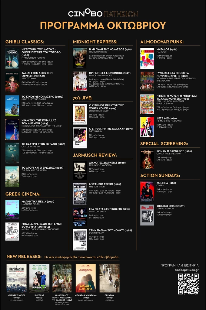 Cinobo Πατησίων πρόγραμμα