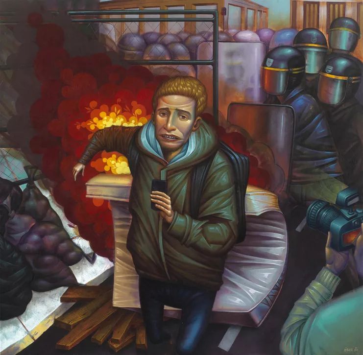 Κώστας Λάβδας, Χωρίς τίτλο, 2023, Ακρυλικό σε καμβά, 184 x 185 εκ.