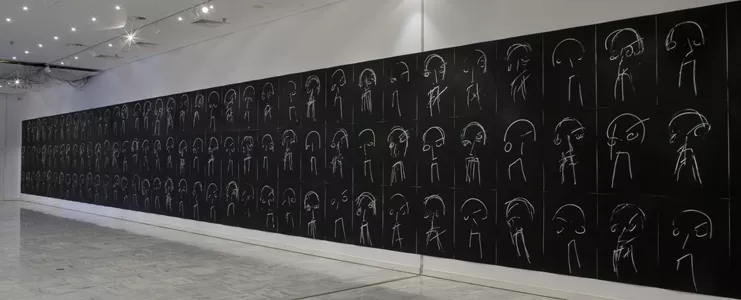 Παύση, λεπτομέρεια, πολύπτυχο, αποτελούμενο από 220 έργα, ακρυλικό σε χαρτί, 100Χ70 εκ. έκαστο, 2006