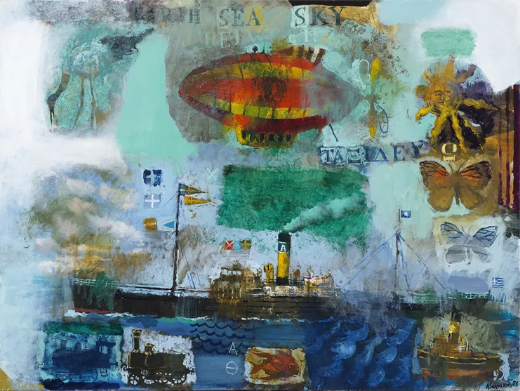 "Προορισμοί" (Destinations), Acrylics on canvas, 2023, 80X100cm