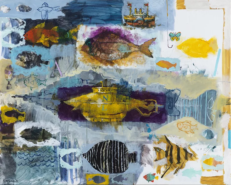 "Nautilus", Acrylics on canvas, 2023, 80X100cm