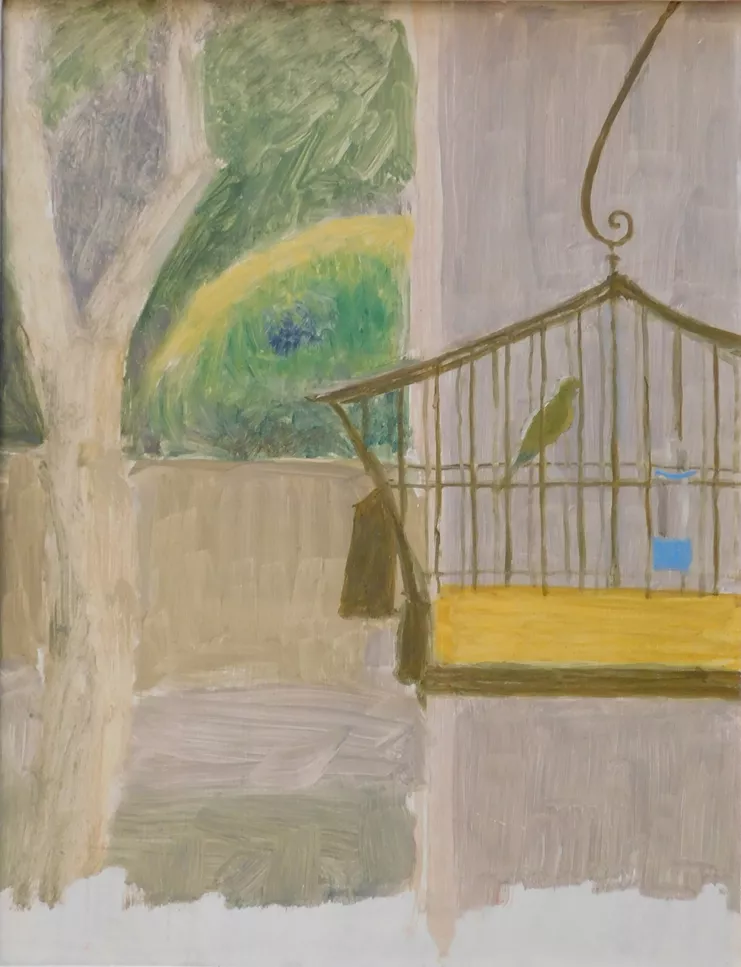 Ανδρέας Βουρλούμης Καναρίνι. Λάδι σε κόντρα πλακέ 45 x 35 εκ. Ιδιωτική συλλογή