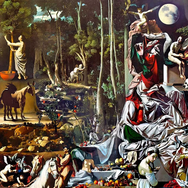 Caravaggio I, digital print on aluminium, 90x90cm, 2023, Young Agamben