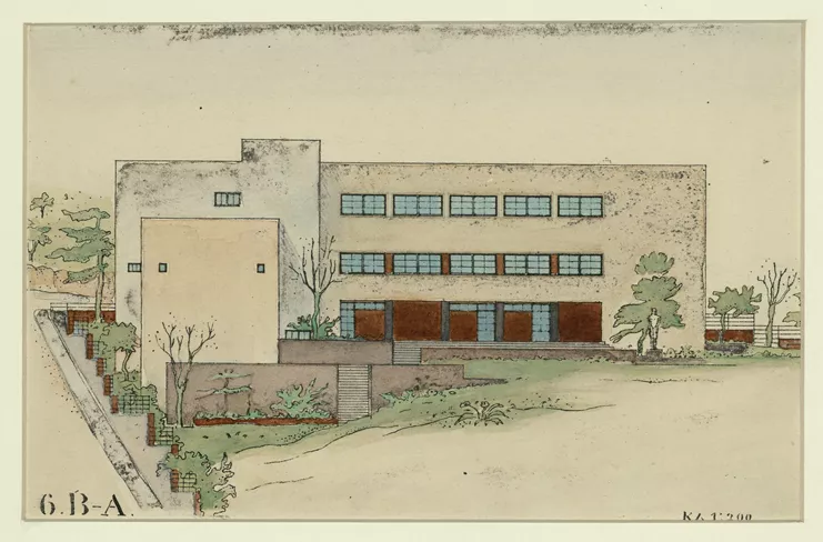 Δημήτρης Πικιώνης Δημοτικό σχολείο στα Πευκάκια (Λυκαβηττός), 1931, Όψη βορειοδυτική