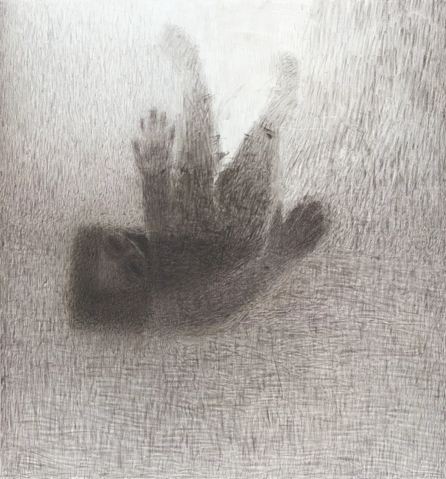 Η πτώση, 2020. Λαδοπαστέλ σε καμβά, 150 x 140 εκ.