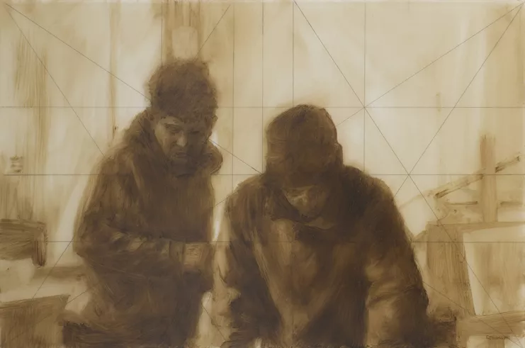 «Δειλινό», 2020, λάδι σε τζάμι, 50 x 75 εκ.