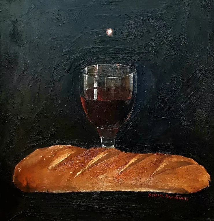 Χρίστος Παπαδάκης, «Μετουσίωσις». Κερί σέ ξύλο, 70x35 εκ., 2003