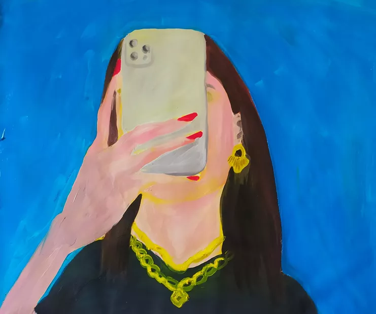 Marilia Kolibiri: The Pose of the Decade. 2023. Oil on canvas. 75x85cm. Courtesy the artist.