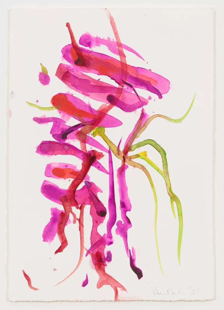 Helen Marden, Title to be confirmed, 2020. Watercolor on paper 11 1/2 x 8 inches (29.2 x 20.3 cm) © 2023 Helen Marden/Artists Rights Society (ARS), New York