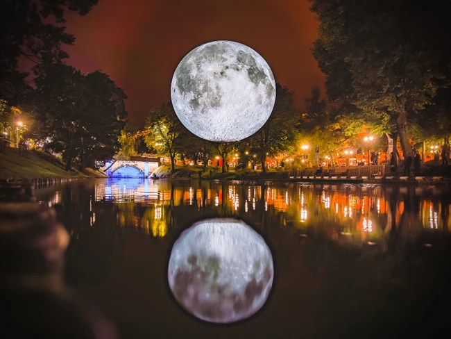 Museum of the Moon by Luke Jerram. White Night Riga, Lativia, 2017. Photo by Robert Sils