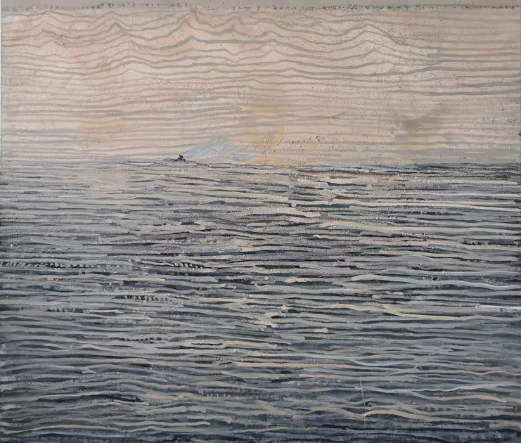 Angeli Io, «Ο δρόμος του νερού» 120X14cm, Acrylics on canvas