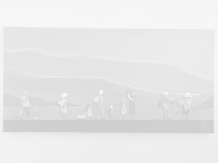 Σελίνα Κρητικού, Χωρίς πατρίδα, 20x40cm, τεχνική pebbleart