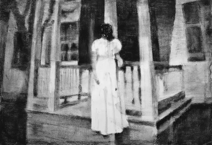 ΣΚΗΝΙΚΟ ΙΙ, 2022, κάρβουνο σε χαρτί, 66x100cm