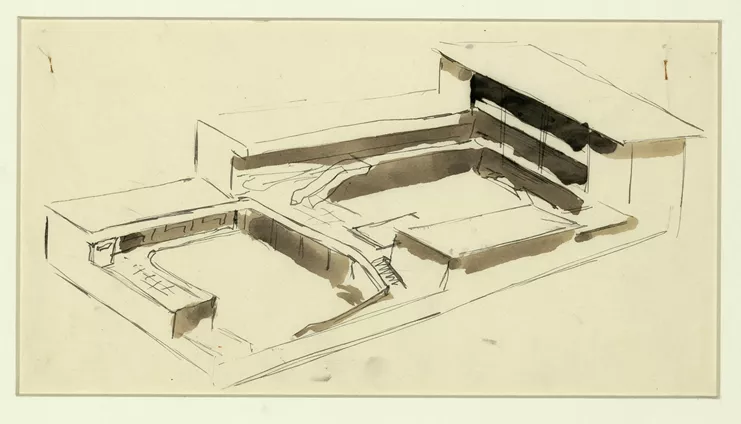 Δημήτρης Πικιώνης, Πειραματικό Σχολείο Θεσσαλονίκης, 1935, Αξονομετρικό σκίτσο